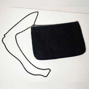 Vintage Gloria Vanderbilt Black Beaded Purse 8.5”x5.75”